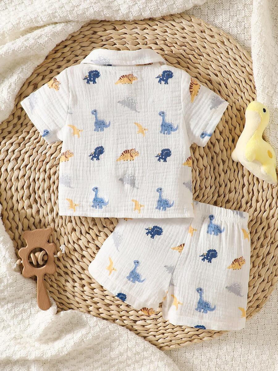 2PCS Baby Boy Gentleman Style Shirt and Shorts Set for Stylish Summer Daily Wear