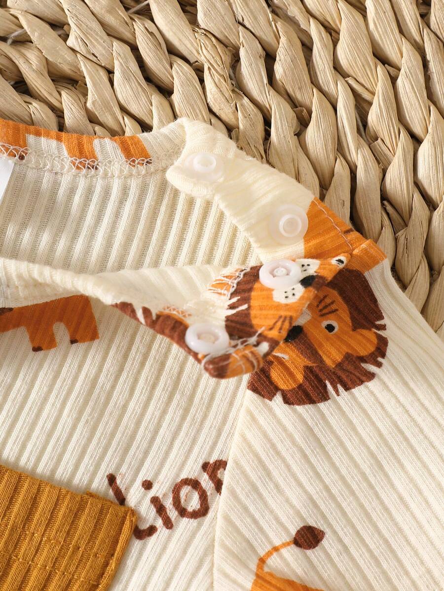 2PCS Baby Boy Dinosaur Print Top and Green Pants Set for Cute Casual Daily Wear