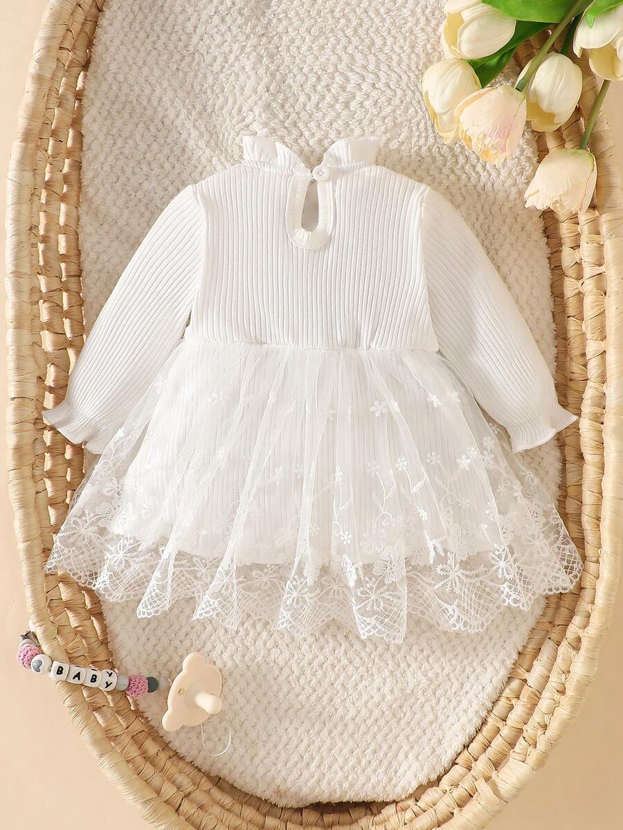 Baby Embroidered Mesh Dress and Headband Set for Elegant Outdoor Photoshoots and Special Occasions