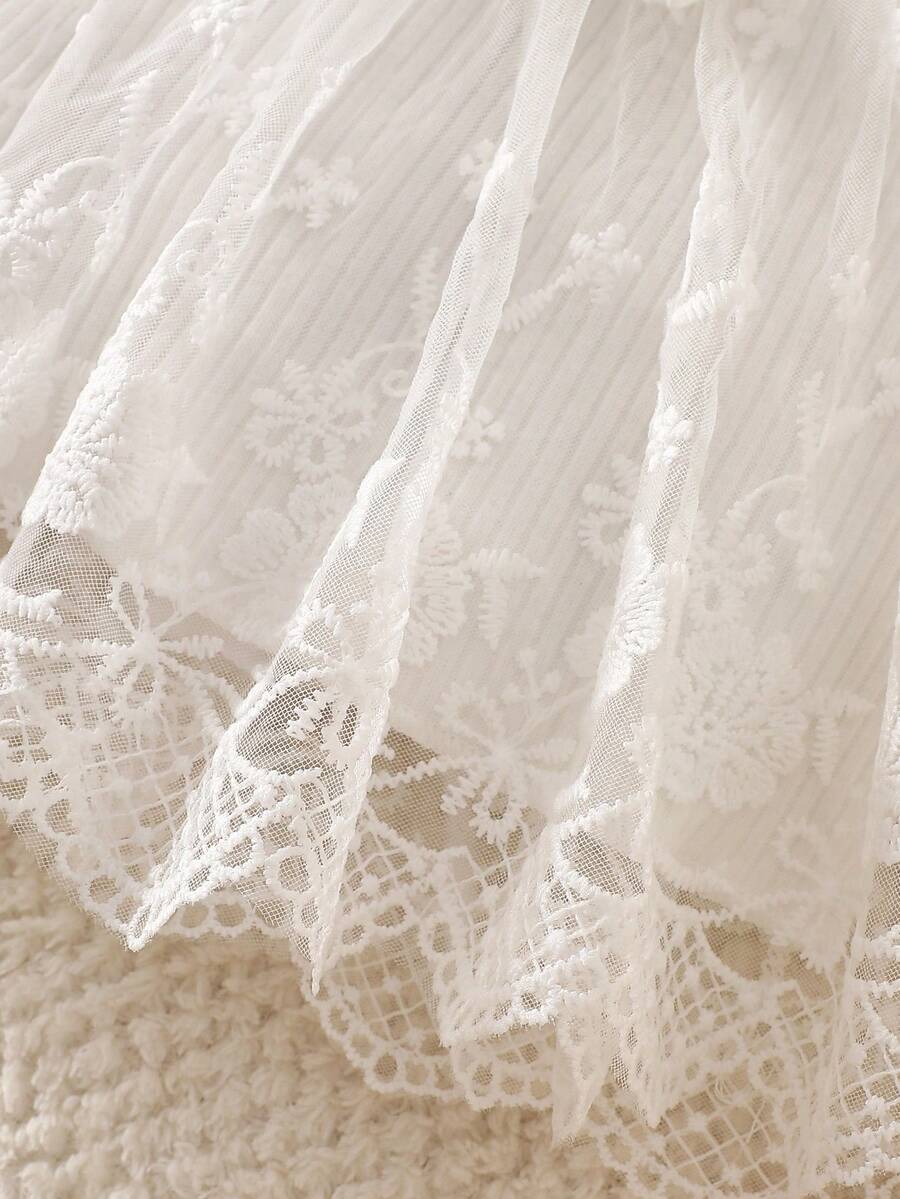 Baby Embroidered Mesh Dress and Headband Set for Elegant Outdoor Photoshoots and Special Occasions