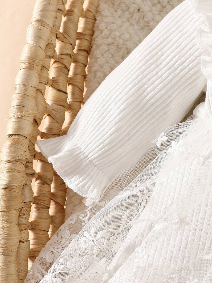 Baby Embroidered Mesh Dress and Headband Set for Elegant Outdoor Photoshoots and Special Occasions