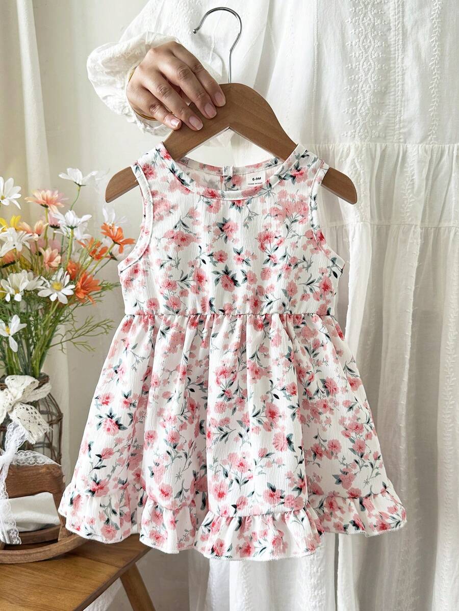 Baby Girl Brown Bowknot Sleeveless Puffy Dress for Casual Fall Outings