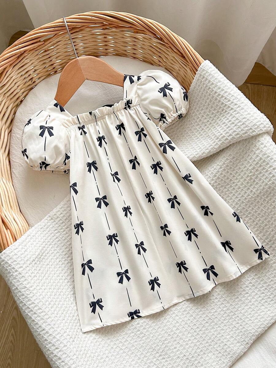 Green Plaid Short Sleeve Dress for Baby Girls - Cute Bow Accent Summer Outfit
