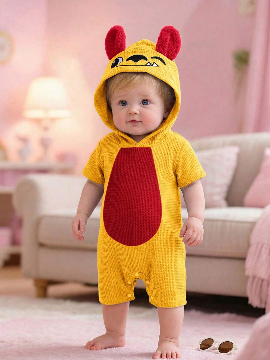 3D Big Ear Hooded Romper Set For Newborn Baby Boys And Girls Summer Outfit