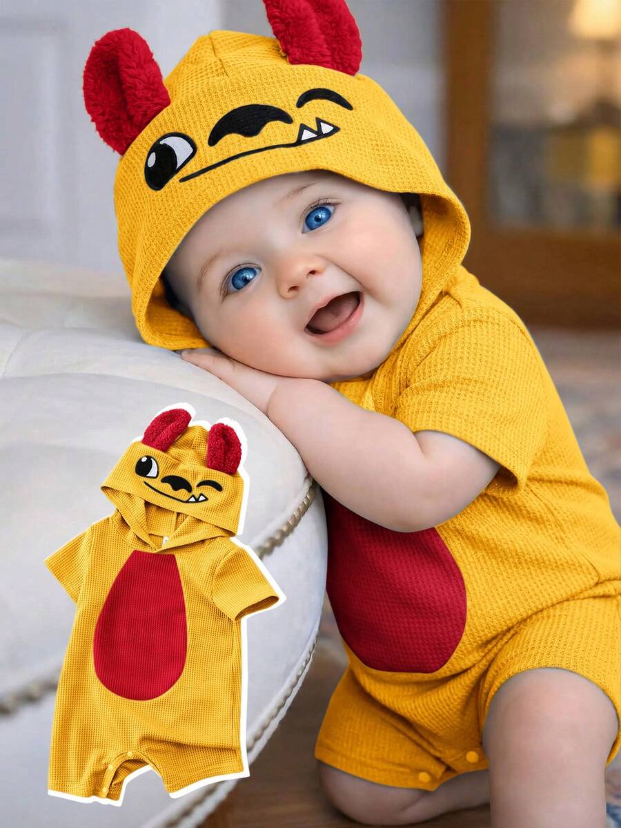 3D Big Ear Hooded Romper Set For Newborn Baby Boys And Girls Summer Outfit