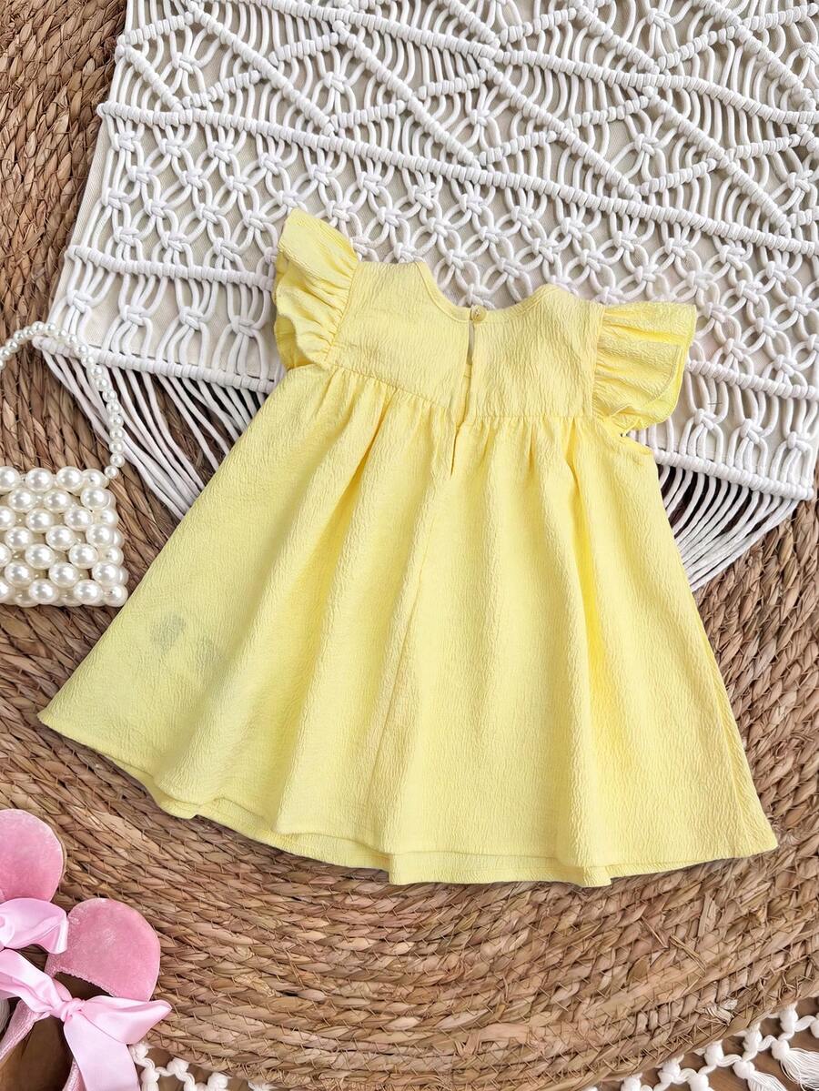 Infant Ivory Short Sleeve Dress - Elegant Textured Fabric for Little Ones