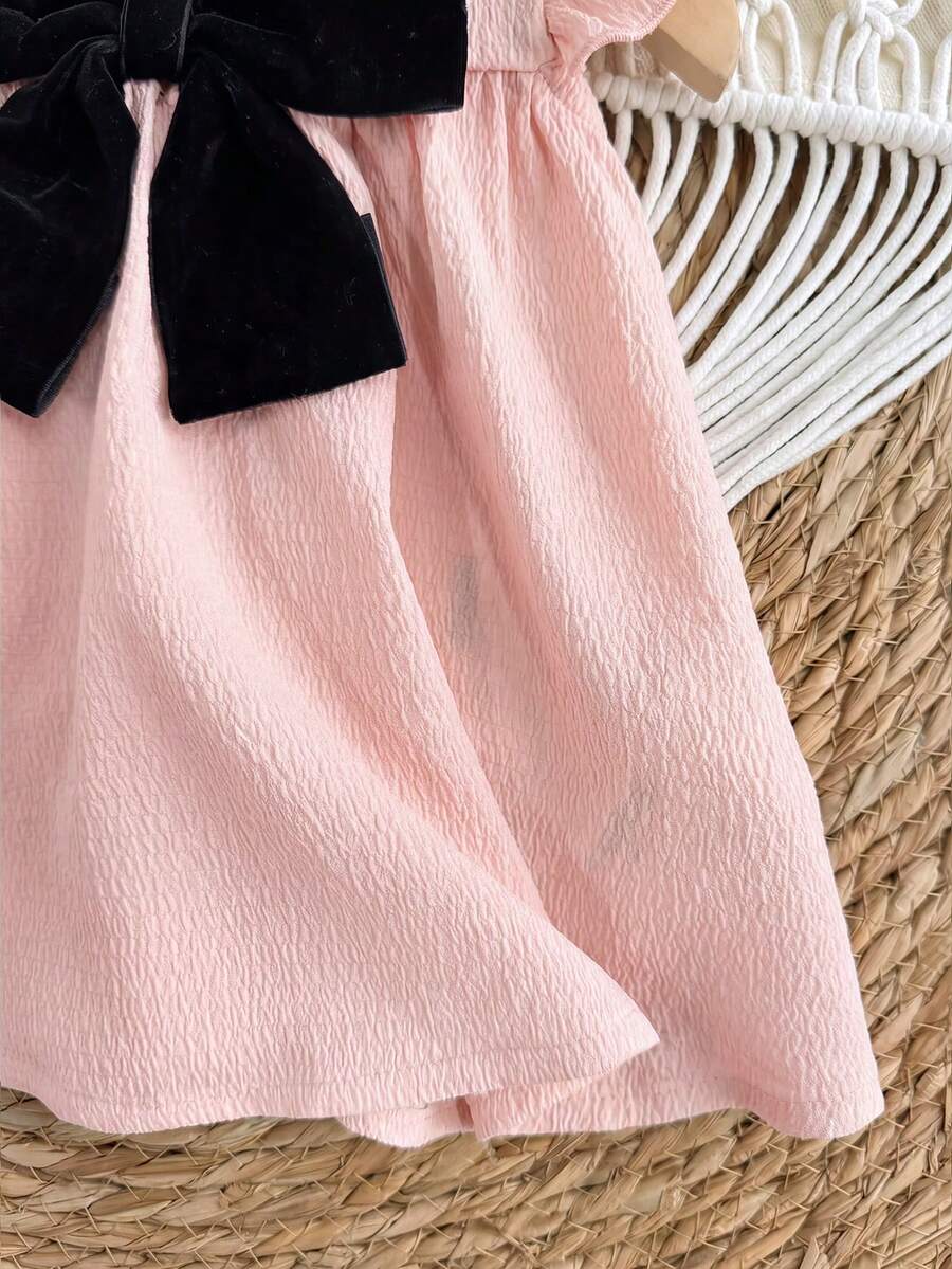 Infant Ivory Short Sleeve Dress - Elegant Textured Fabric for Little Ones