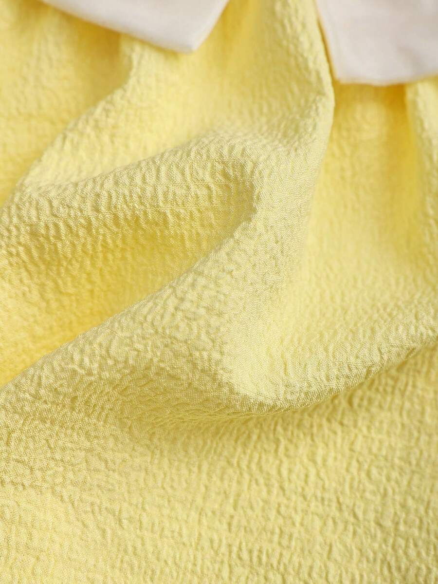 Infant Ivory Short Sleeve Dress - Elegant Textured Fabric for Little Ones