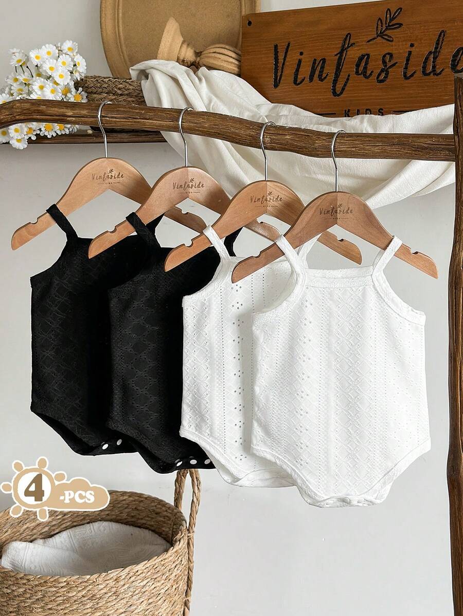Baby Girl Ditsy Floral Rompers - Countryside Vintage Style 4 Piece Set