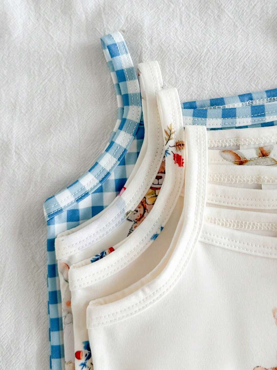 Baby Girl Ditsy Floral Rompers - Countryside Vintage Style 4 Piece Set