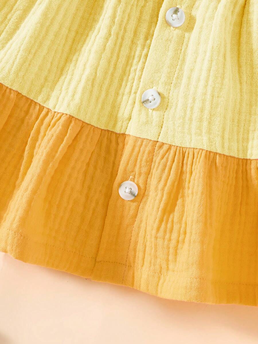 Baby Colorblock Ruffle Hem Dress for Cute Casual Daily Wear