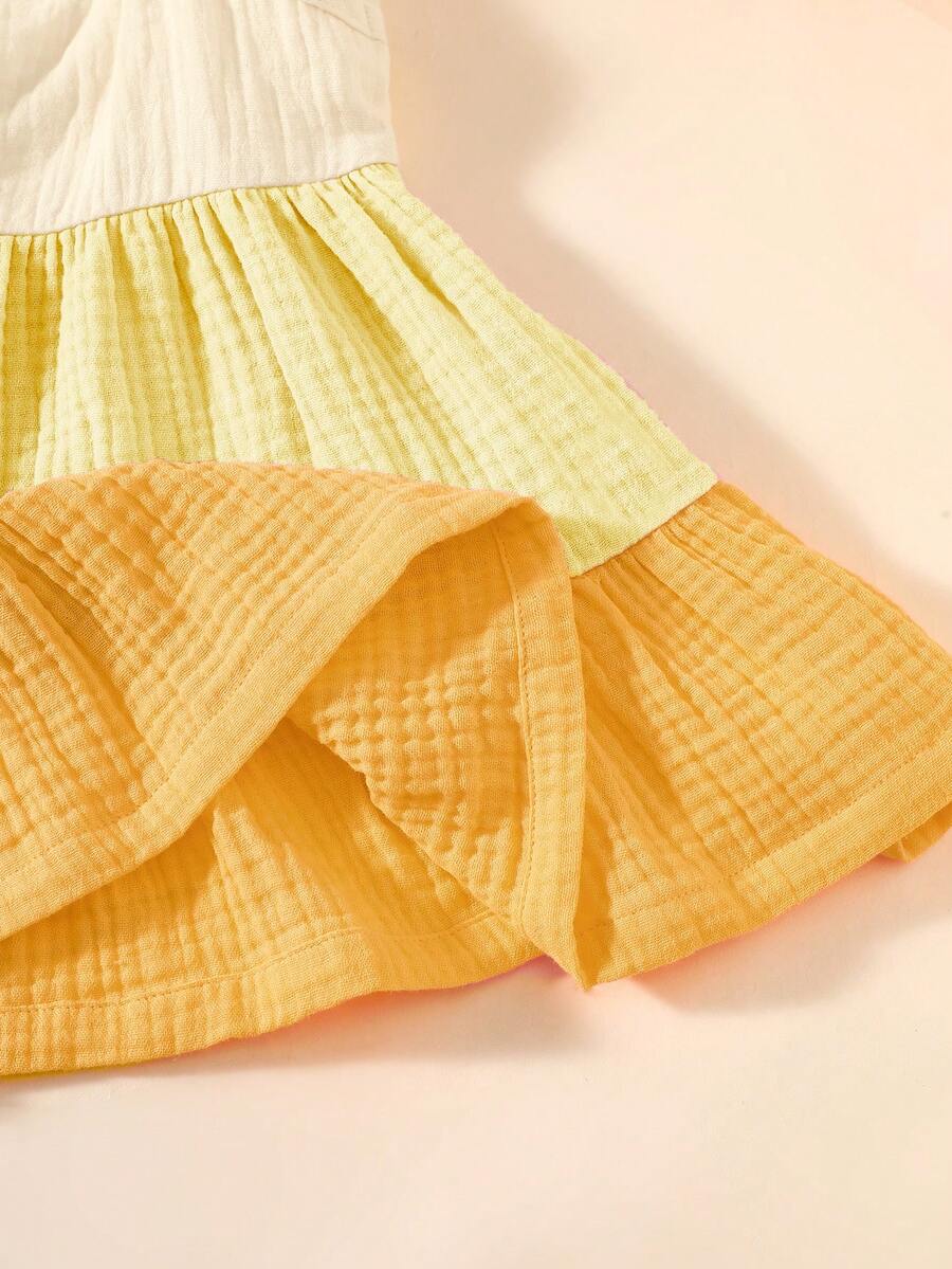 Baby Colorblock Ruffle Hem Dress for Cute Casual Daily Wear