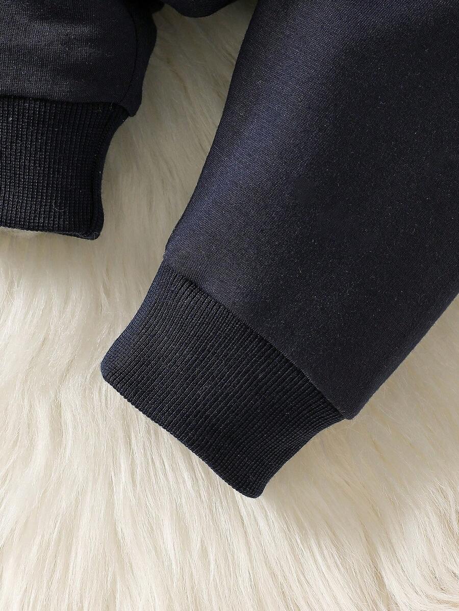 Baby Boy Black and White Striped Teddy Bear Top and Pants Set