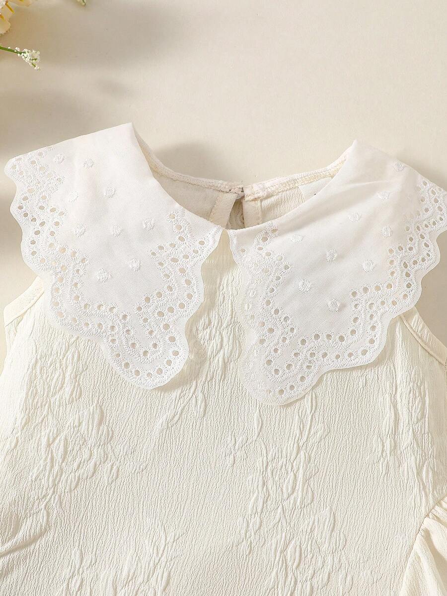 Little Girls Princess Pink Dress With Peter Pan Collar And Lace Detail