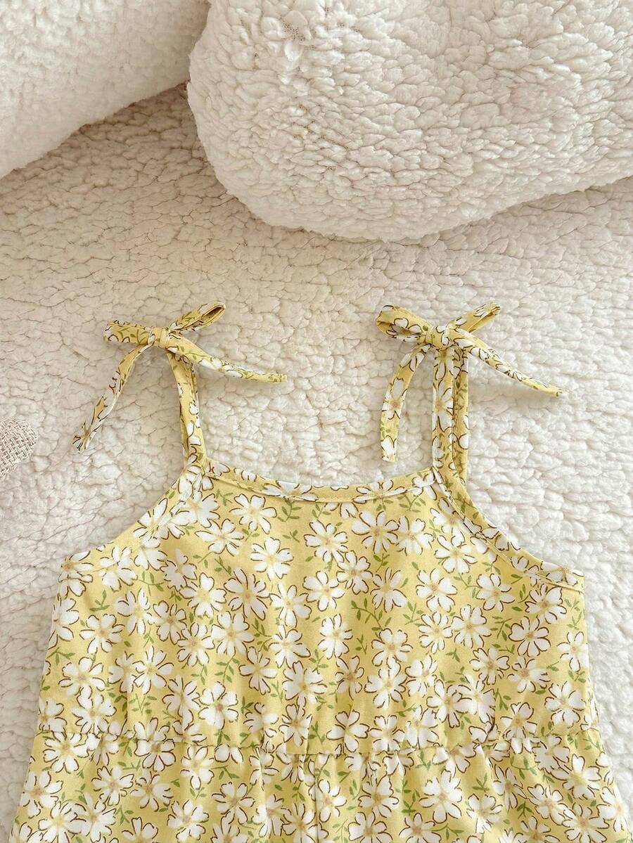 Cute Ditsy Floral Baby Girl Romper Sage Green Summer Outfit