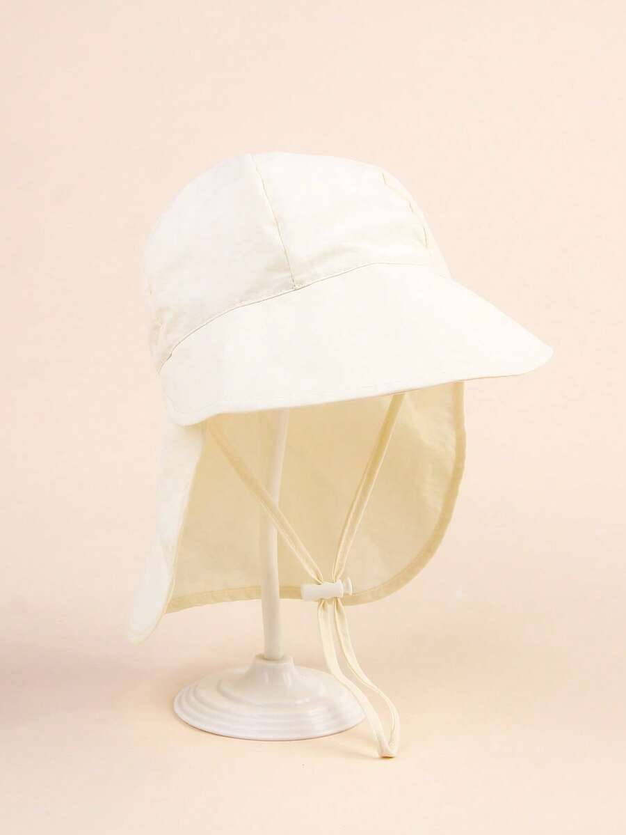 1pc Cartoon Bear Print Sun Protection Bucket Hat with Cape for Kids Outdoor Wear