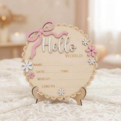 Personalized Floral Baby Girl Birth Announcement Plaque – Custom Newborn Keepsake