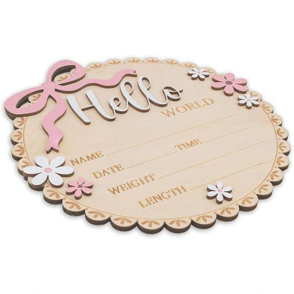 Personalized Floral Baby Girl Birth Announcement Plaque – Custom Newborn Keepsake