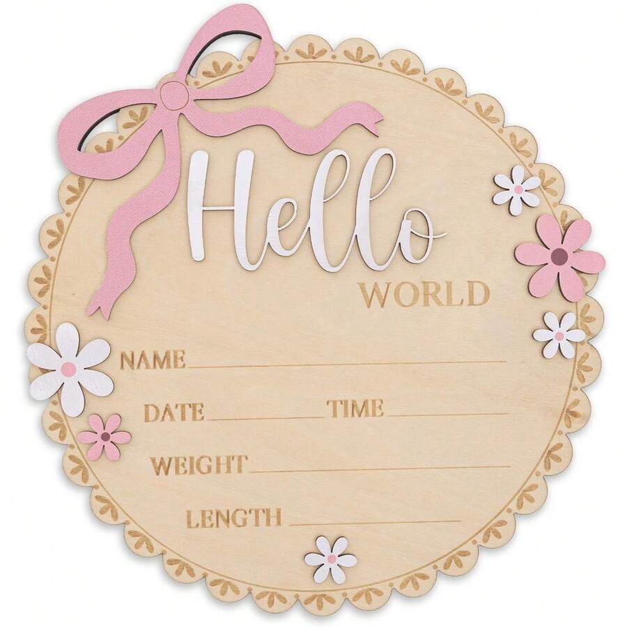 Personalized Floral Baby Girl Birth Announcement Plaque – Custom Newborn Keepsake