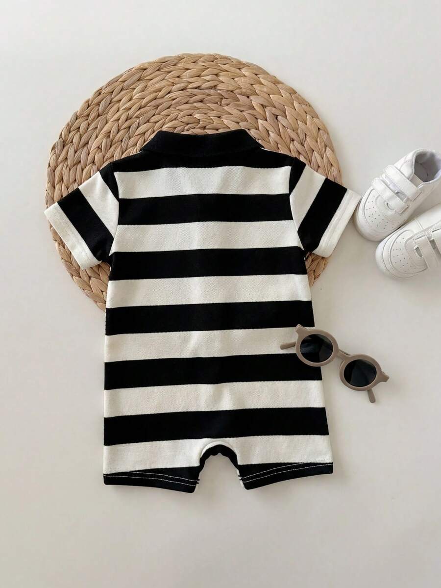 Baby Boy Plaid Short Sleeve Romper Formal Summer Outfit for Birthday Party Christening and Special Occasions