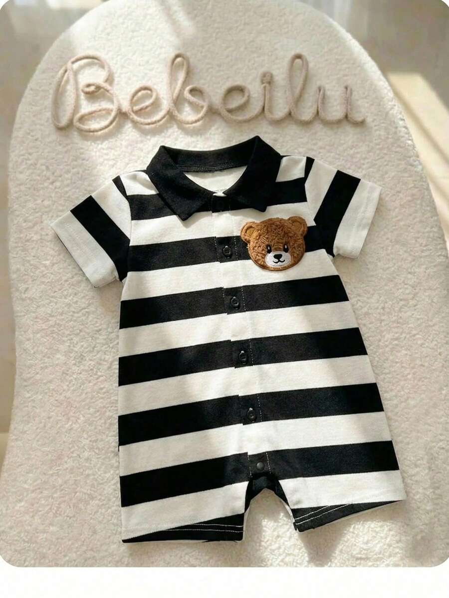 Baby Boy Plaid Short Sleeve Romper Formal Summer Outfit for Birthday Party Christening and Special Occasions