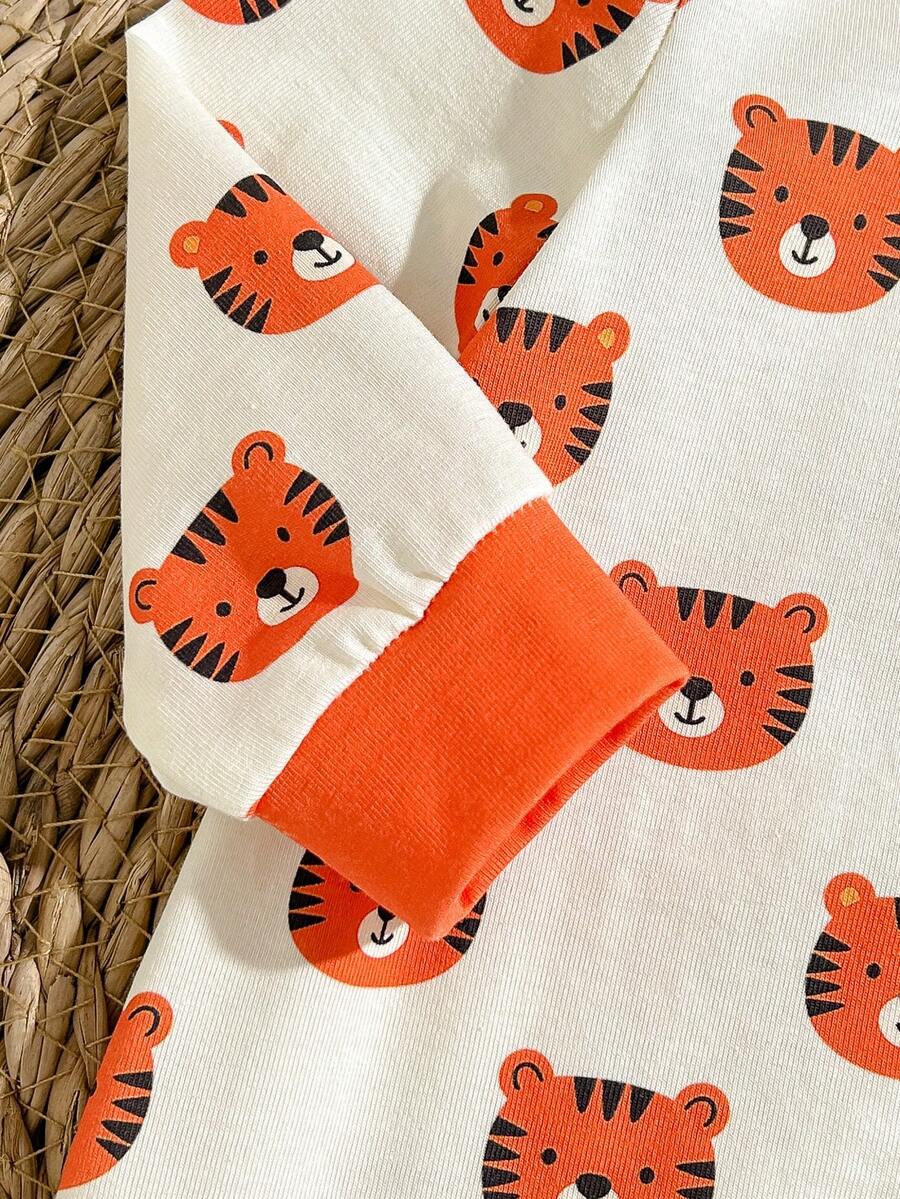 Cute Cartoon Bear Print Baby Zipper Romper for Newborn Boys and Girls