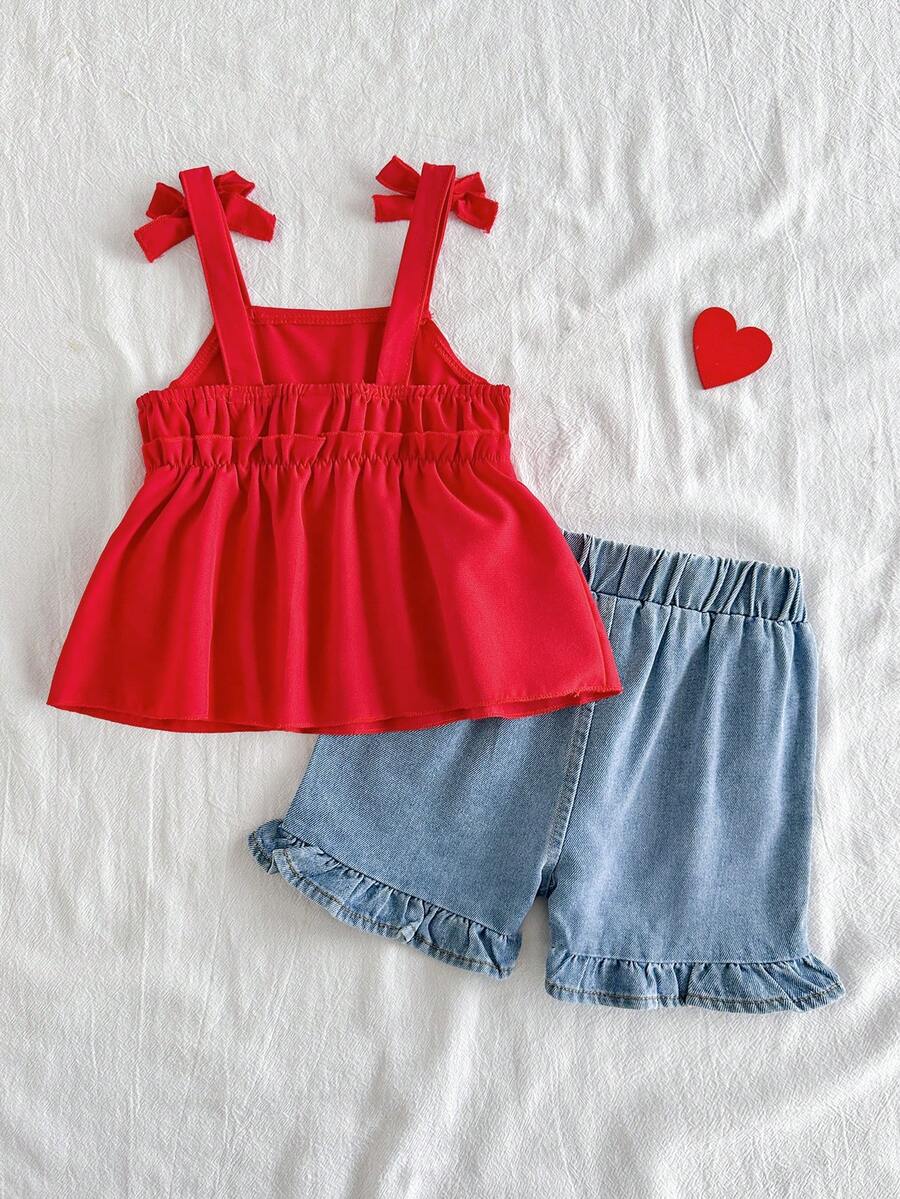 Cute Cherry Summer Clothing Set For Little Girls Party And Outing Style