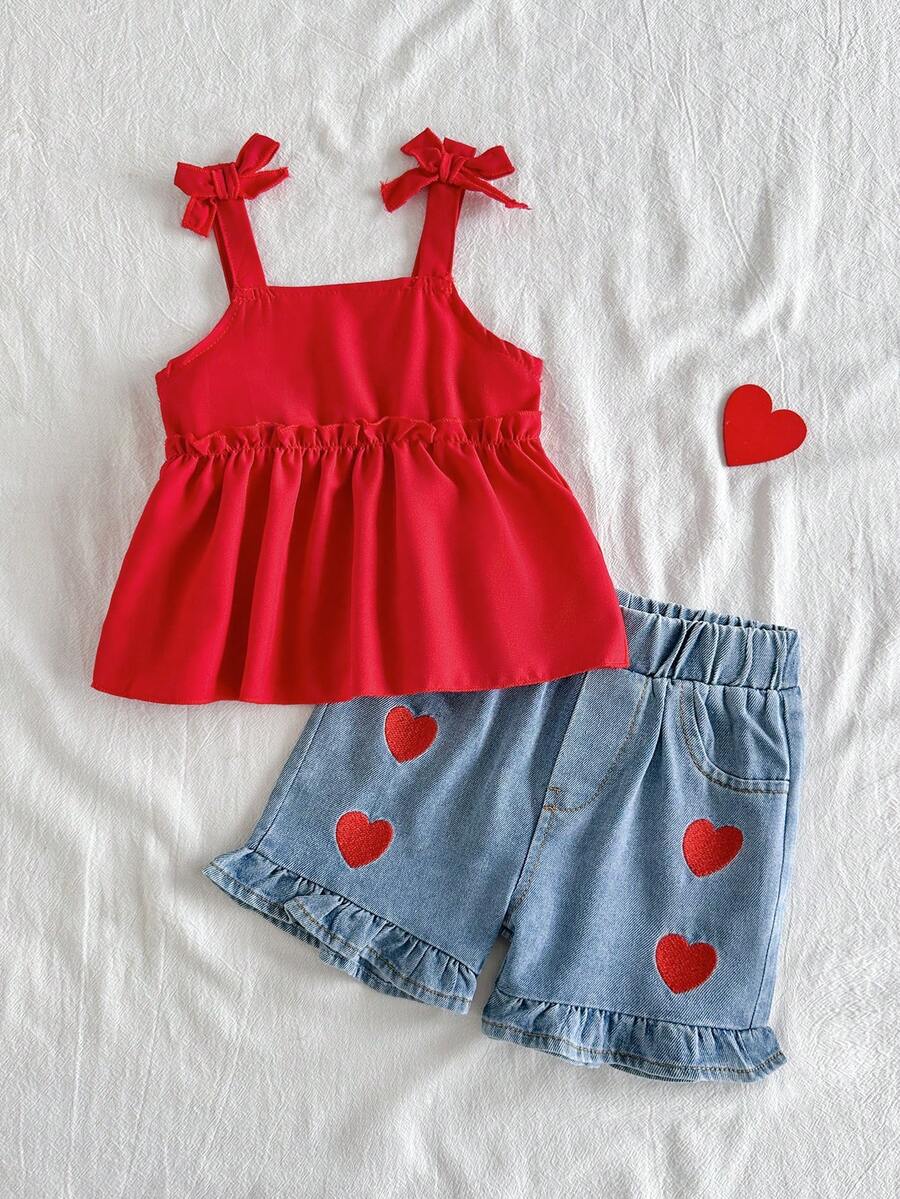 Cute Cherry Summer Clothing Set For Little Girls Party And Outing Style