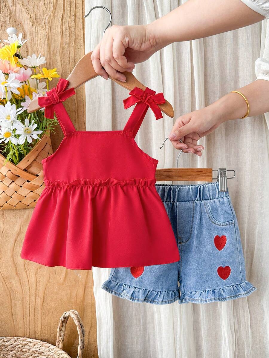 Cute Cherry Summer Clothing Set For Little Girls Party And Outing Style