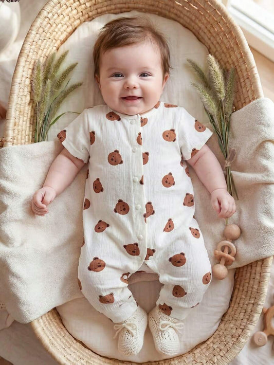 Baby Lemon Print Romper Pants for Casual Summer Daily Wear and Playtime