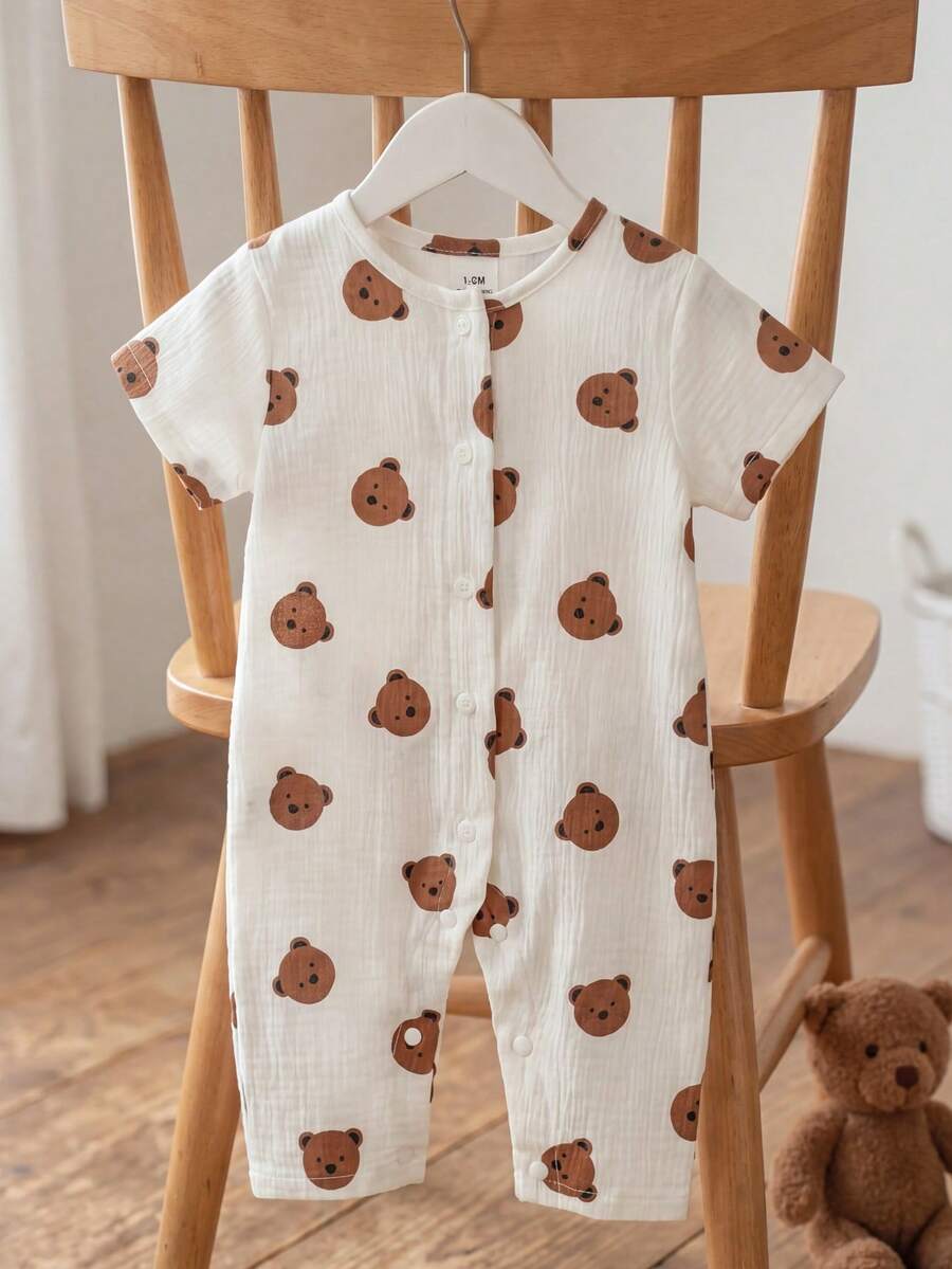 Baby Lemon Print Romper Pants for Casual Summer Daily Wear and Playtime