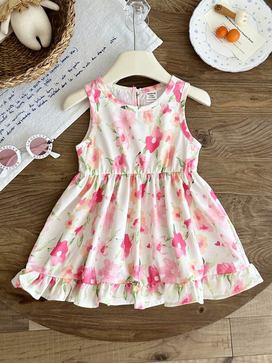 Baby Girl Brown Bowknot Sleeveless Puffy Dress for Casual Fall Outings