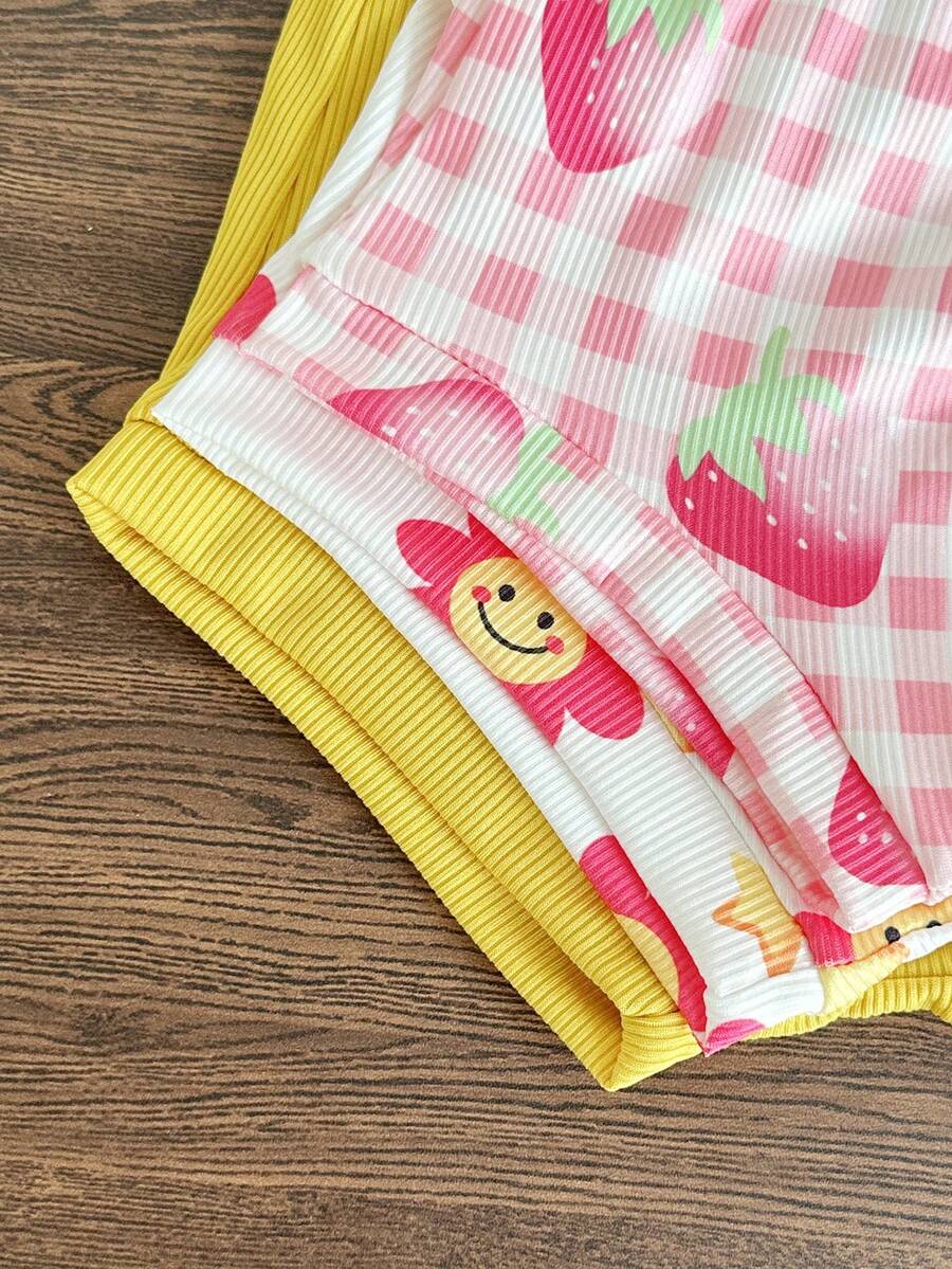 Cute Baby Girls Bib Shorts Set With Skin Friendly Casual Summer Style