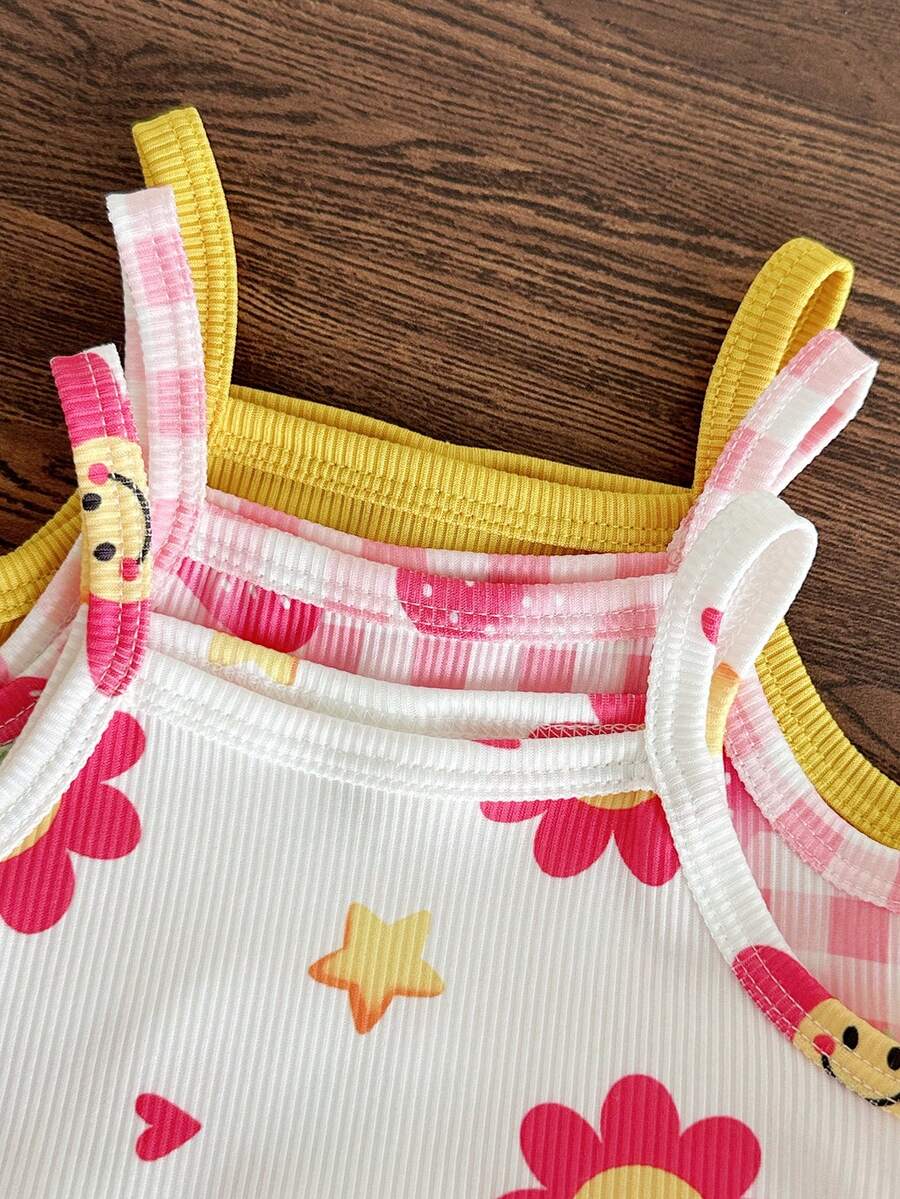 Cute Baby Girls Bib Shorts Set With Skin Friendly Casual Summer Style