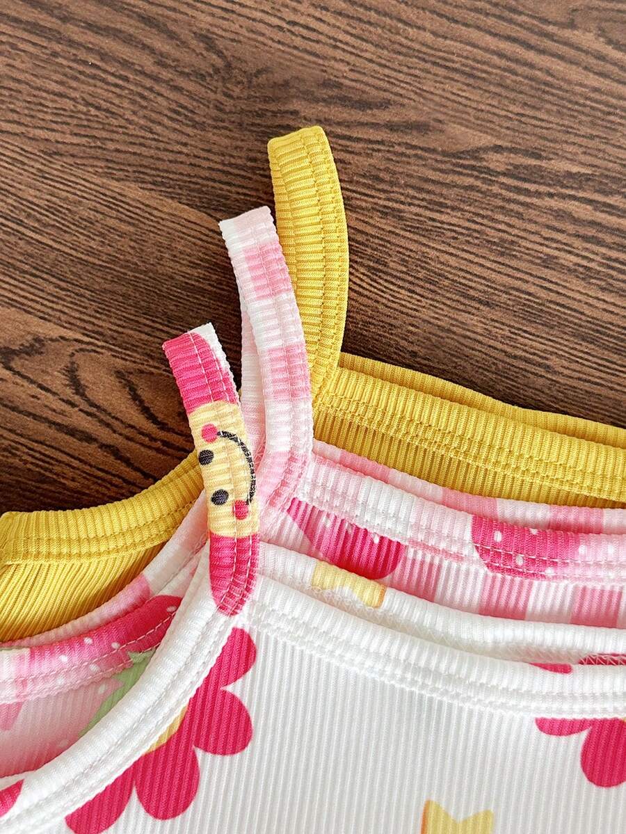 Cute Baby Girls Bib Shorts Set With Skin Friendly Casual Summer Style