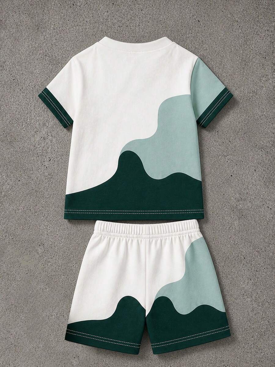 Cute Cartoon Car and Animal Pattern 2pcs Summer Suit for Boys