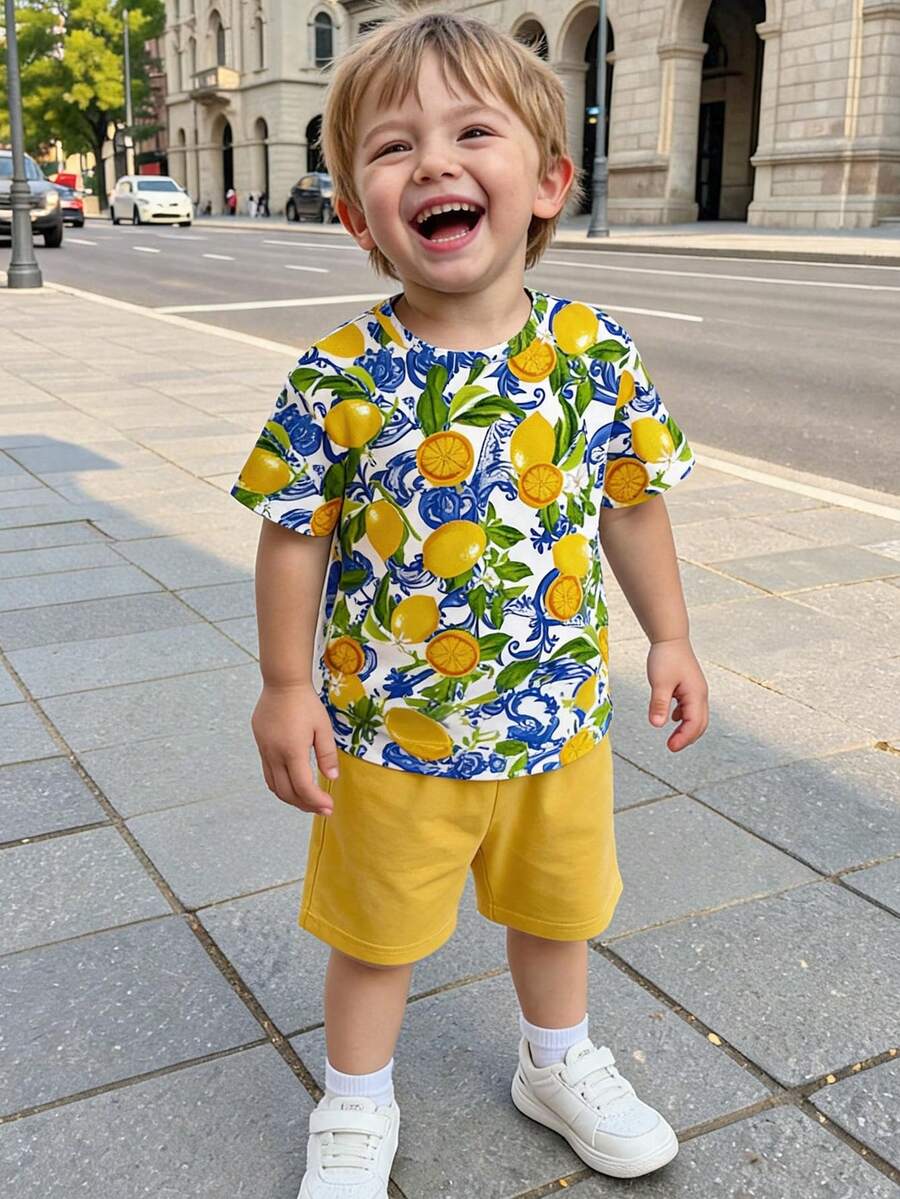 Baby Boy Brave Text Graphic Print T Shirt and Shorts Casual Summer Outfit Set
