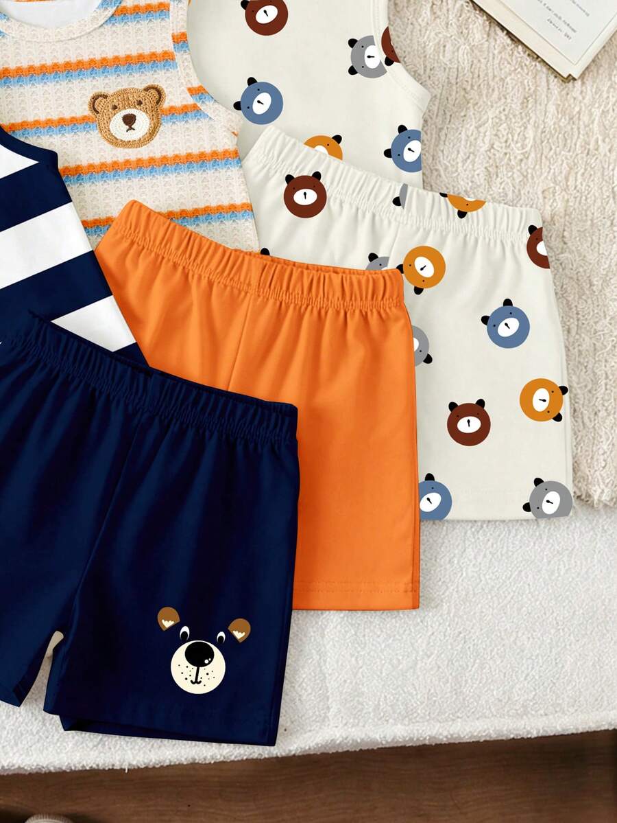 Baby Boy Gradient Logo Print Tank Top and Shorts 2 Piece Casual Summer Outfit Set