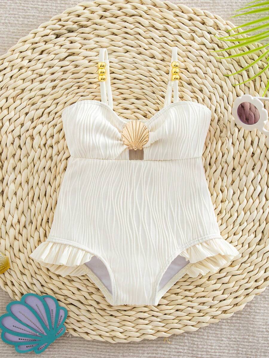 Baby Girls Minimalist Spaghetti Strap One Piece Swimsuit Casual Summer Beachwear