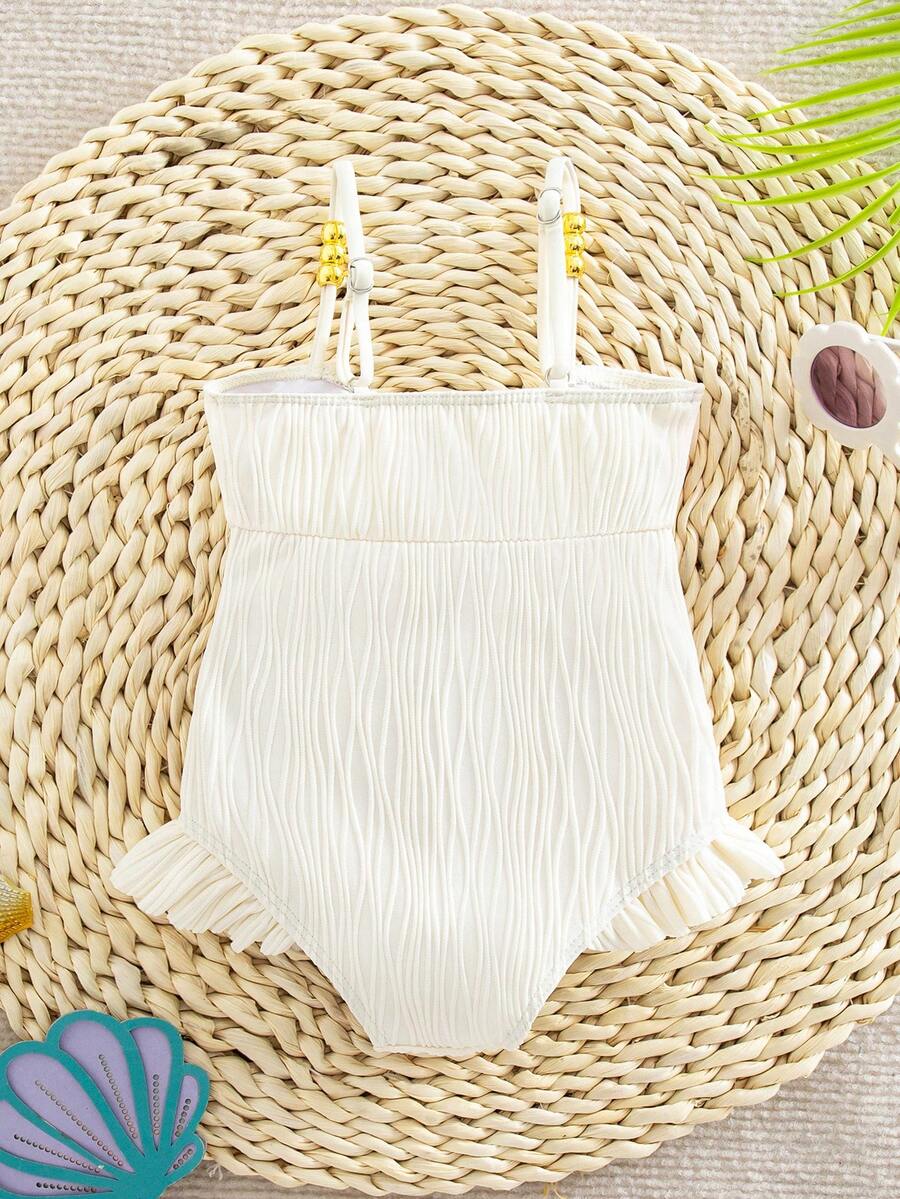 Baby Girls Minimalist Spaghetti Strap One Piece Swimsuit Casual Summer Beachwear