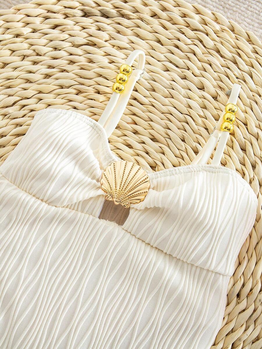 Baby Girls Minimalist Spaghetti Strap One Piece Swimsuit Casual Summer Beachwear