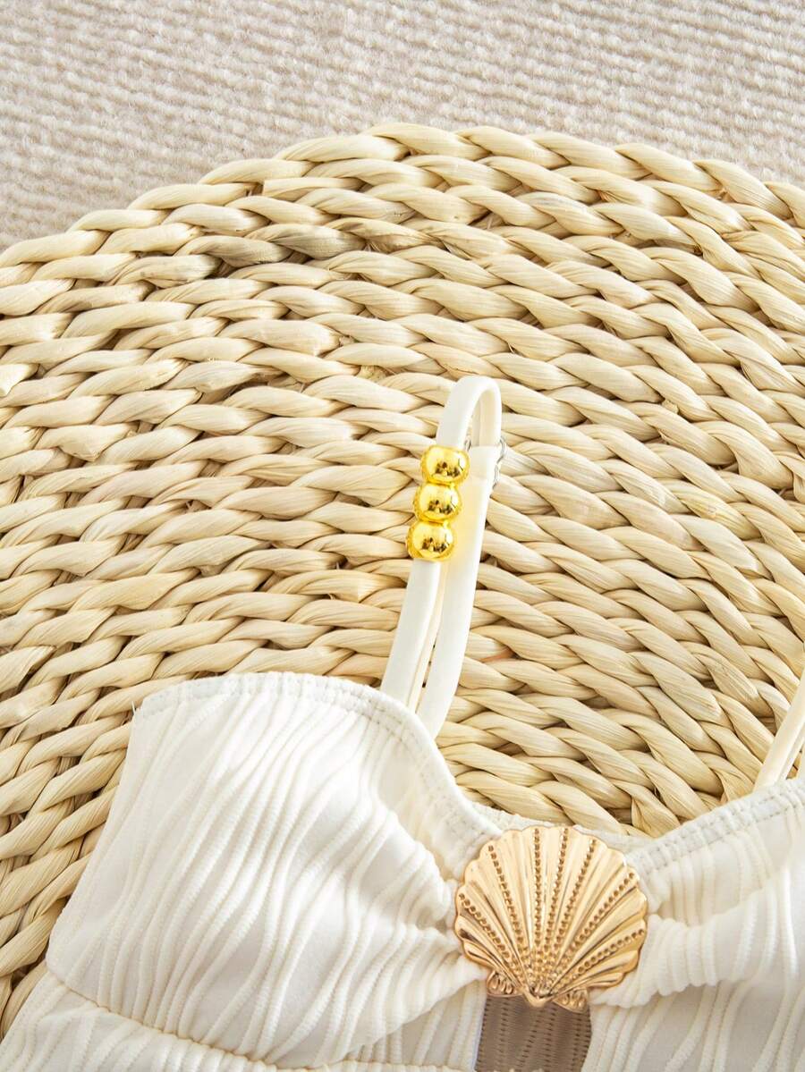 Baby Girls Minimalist Spaghetti Strap One Piece Swimsuit Casual Summer Beachwear