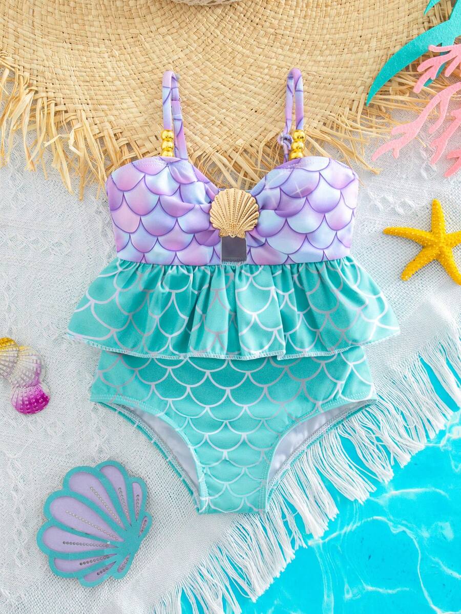 Baby Girls Minimalist Spaghetti Strap One Piece Swimsuit Casual Summer Beachwear