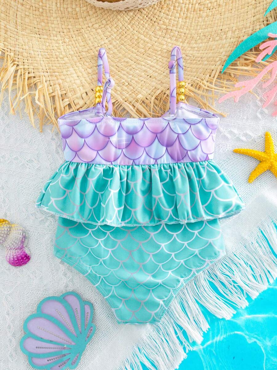 Baby Girls Minimalist Spaghetti Strap One Piece Swimsuit Casual Summer Beachwear