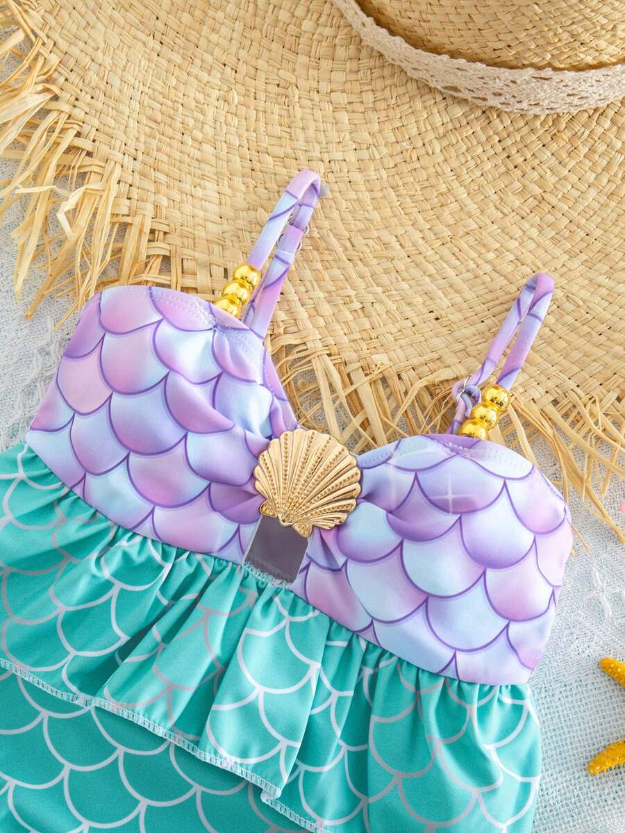 Baby Girls Minimalist Spaghetti Strap One Piece Swimsuit Casual Summer Beachwear