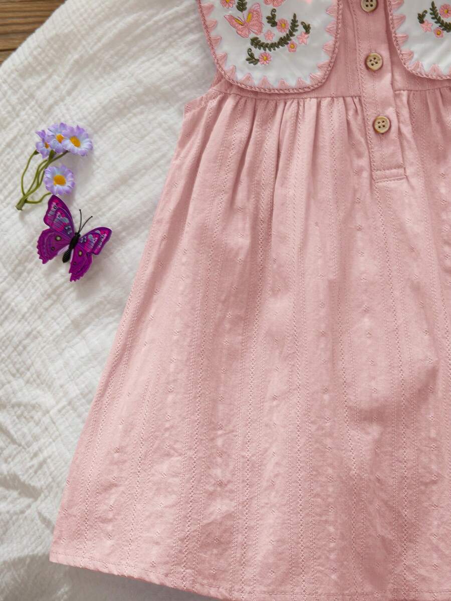 Ruffle Collar Floral Print Sleeveless Dress for Baby Girls