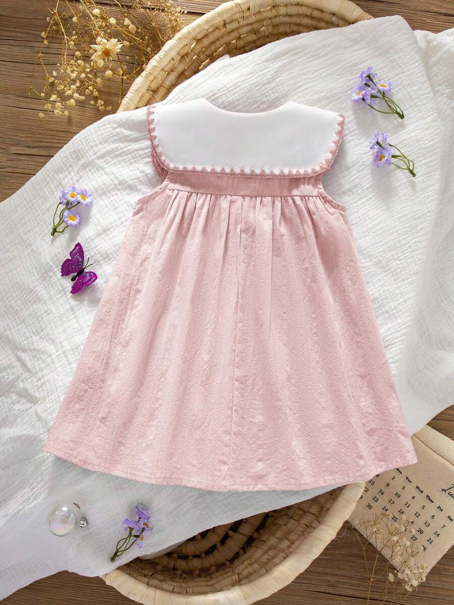 Ruffle Collar Floral Print Sleeveless Dress for Baby Girls
