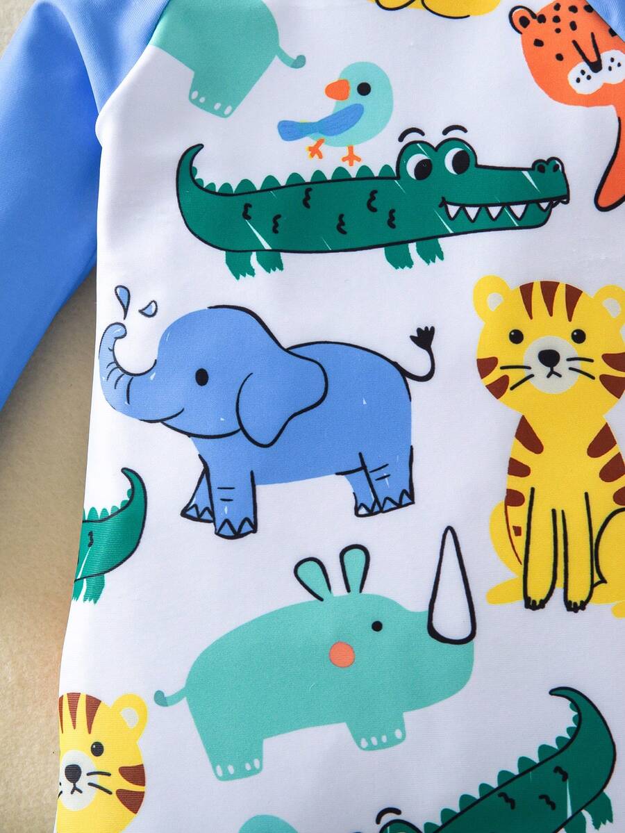 Baby Striped Dolphin Print One-Piece Swimsuit for Beach Vacation and Pool Days