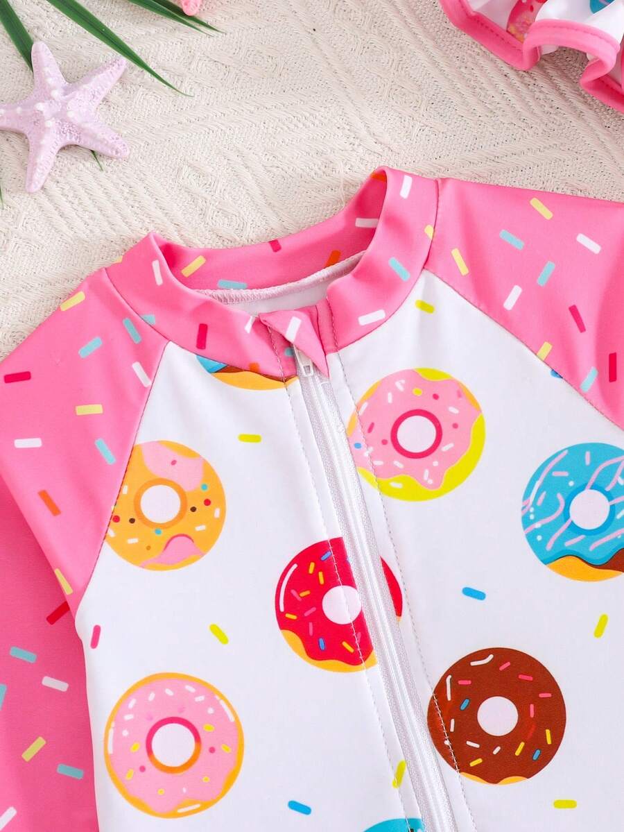 Baby Girls Cartoon Print Swimsuit Romper Casual Summer Vacation Beachwear