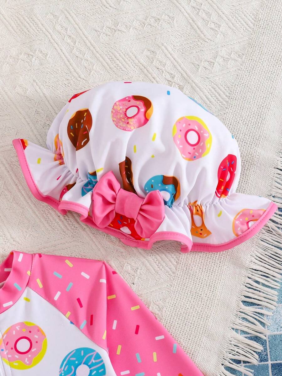 Baby Girls Cartoon Print Swimsuit Romper Casual Summer Vacation Beachwear